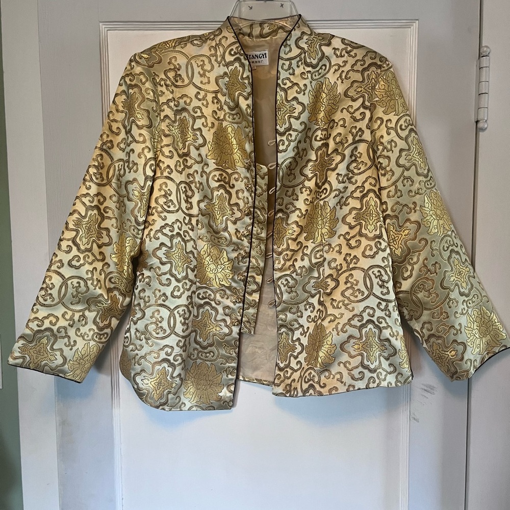 Vintage 80’s Gold & Cream Brocade Blazer – Size 8 – Excellent Condition